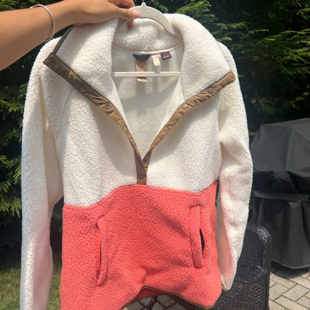 Cozy White and Pink Fleece Hoodie